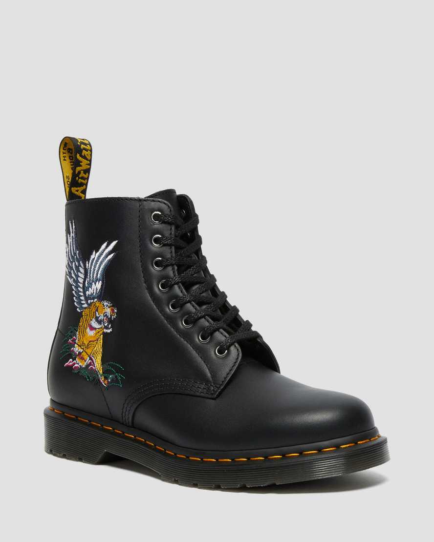 Dr. Martens 1460 Souvenir Embroidered Deri Kadın Originals Botlar - Bot Siyah |MXJNY1473|